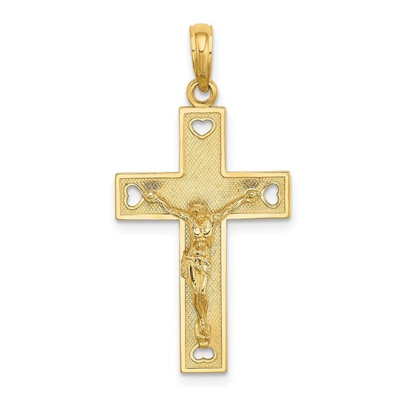 14K Cut-Out Heart w/I LOVE JESUS on Reverse Crucifix Charm,All Products : American Fashion Style Bags On Sale